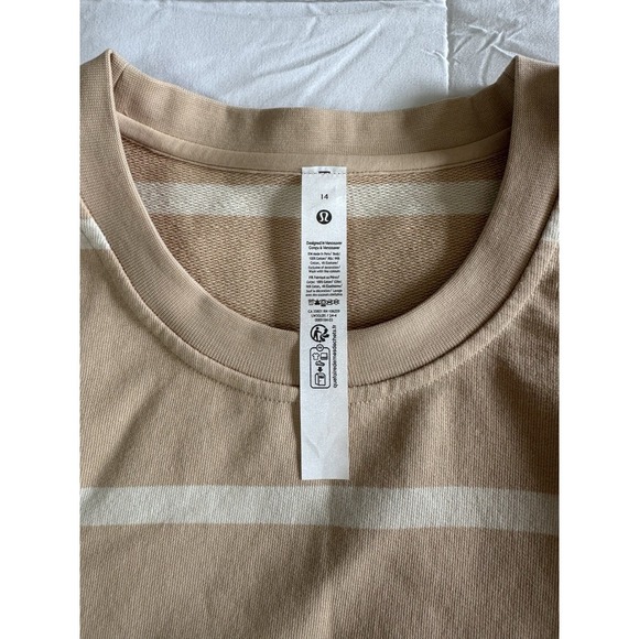 New Lululemon 14 Beige Striped Perfectly Oversized Cropped Crew SOLD OUT NWT - Picture 3 of 6
